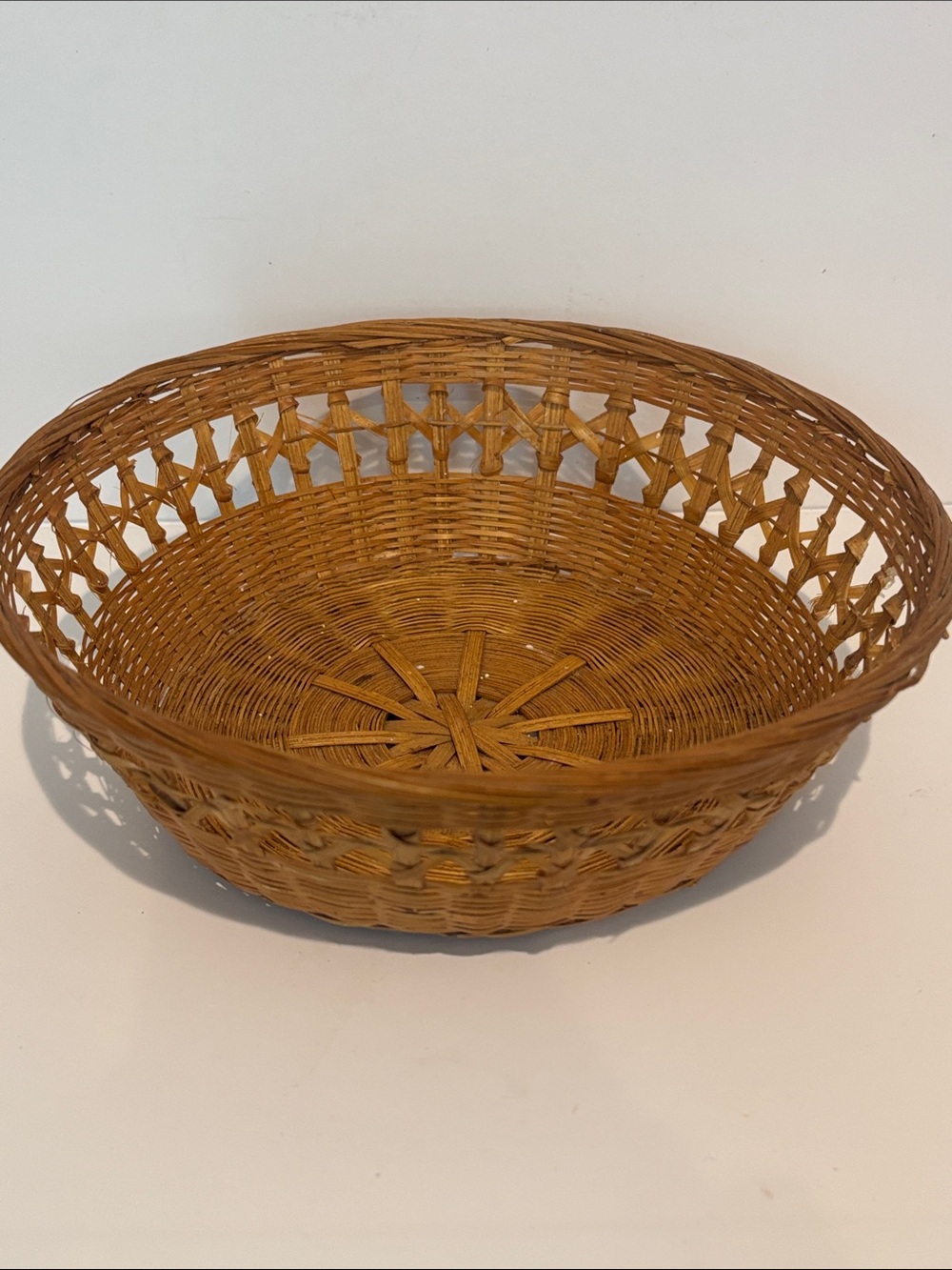 Woven Rattan Decorative Basket in Natural Brown 9”x9”